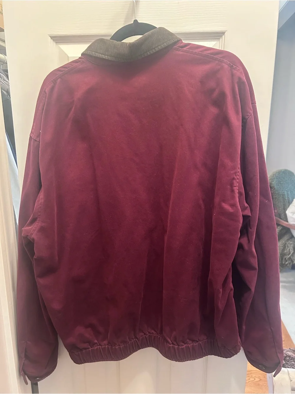 EUC Polo-Ralph Lauren 90’s Vintage Burgundy Harrington Jacket w/Brown Collar. L